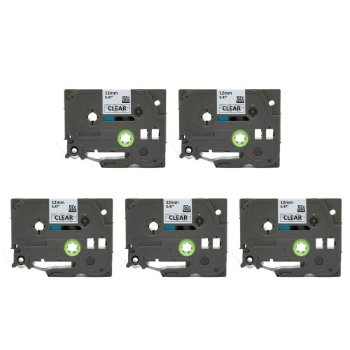 5pcs Label Tape for Ptouch PT D210 12mm Black