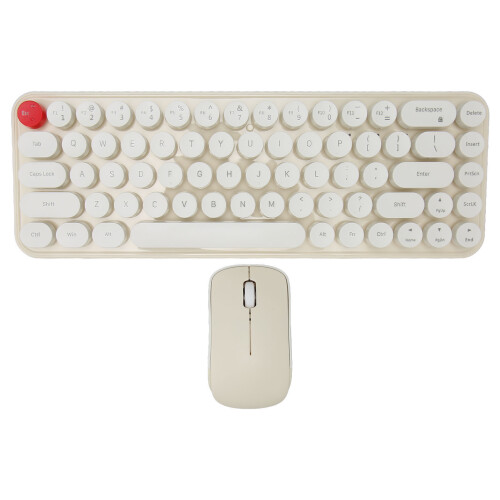 68-Key Wireless Keyboard Mouse Combo 2.4GHz Retro Beige for Laptop
