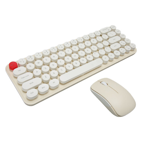 68-Key Wireless Keyboard Mouse Combo 2.4GHz Retro Beige for Laptop 2