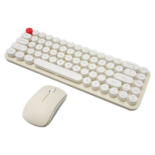 68-Key Wireless Keyboard Mouse Combo 2.4GHz Retro Beige for Laptop 1