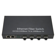 (US Plug) SFP Fiber Switch 120km 4 Optical 2 Electrical 10/100/1000M EU