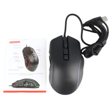 (Black Type 1) Wired Gaming Mouse 10 Button RGB Adjustable Corded Black