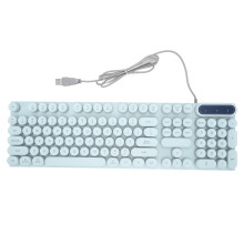 (Pink) Gaming Keyboard USB 104 Key Backlit Ergonomic Foldable Feet Blue