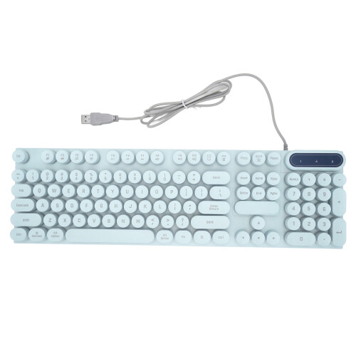 (Pink) Gaming Keyboard USB 104 Key Backlit Ergonomic Foldable Feet Blue