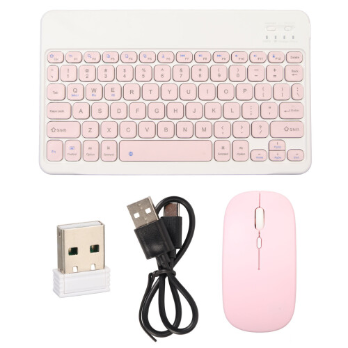 (Pink) Wireless Bluetooth Keyboard Mouse Combo Portable Pink