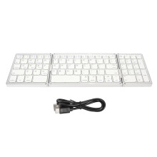 (Gray and Black) Bluetooth Keyboard Triple Fold Wireless Silver White