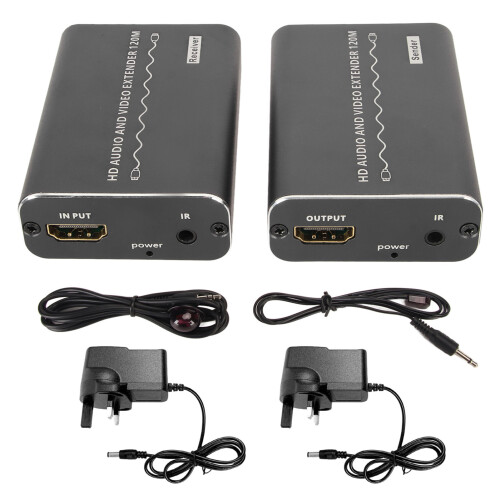 (US Plug) HD Multimedia Extender Cat6a 1920x1080 60Hz 393ft IR Remote UK