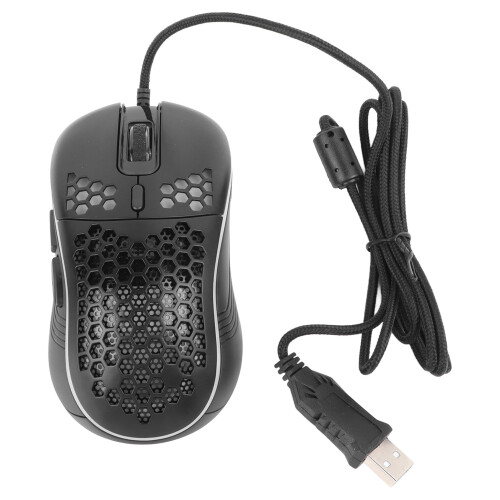 Wired Mouse Lightweight Hollow Ergonomic Optical USB RGB Gaming Black