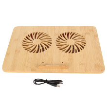 Bamboo Laptop Cooling Pad 17in 2 Level Cooling 2 Silent Fans