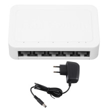 (US Plug) 5 Port Ethernet Switch 10/100Mbps RJ45 4KV Thunder Protection EU Plug