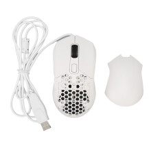 (White) Ergonomic RGB Backlit Gaming Mouse 4.9ft Cable Adjustable DPI White