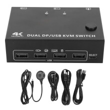 Dual Monitor KVM Switch 4K 60Hz Extend Display for 2 Computers
