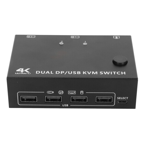 Dual Monitor KVM Switch 4K 60Hz Extend Display for 2 Computers 1
