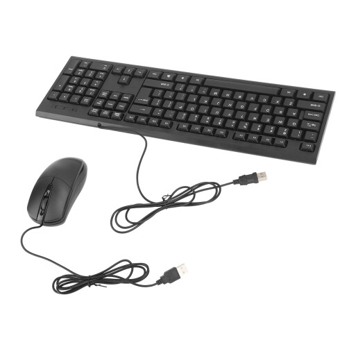 Keyboard Mouse Combo Black Waterproof 104 Keys USB Wired Gaming Office 1
