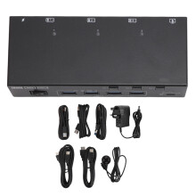 (EU Plug) USB3.0 KVM Switch 2 Monitors 3 Computers 4K 60Hz UK Plug