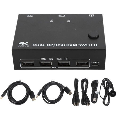 8K KVM Switch 2 Monitors 2 Computers DP 1.4