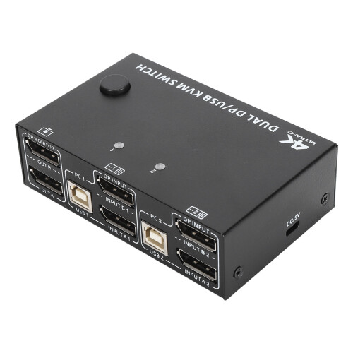 8K KVM Switch 2 Monitors 2 Computers DP 1.4 2