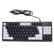 (Black White Color Block) RGB Backlit Gaming Keyboard 87 Keys Compact USB Wired for PC Laptop