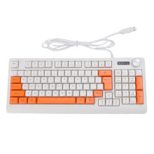 (Blue and White) 93 Keys RGB Backlit Gaming Keyboard with Volume Knob Orange White