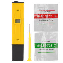 (Yellow Black) Digital PH Meter 0.0-14.0pH ABS Pen for Aquariums Lab