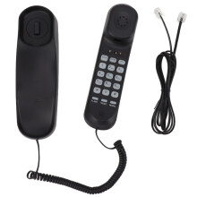 (White) Corded Phone Clear Sound Adjustable Volume Wall Mount Black