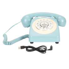 (Lake Blue) Vintage Push Button Telephone Retro Landline Lake Blue