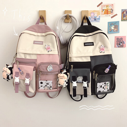 Japanese Ulzzang College Wind Backpack Small Transparent Black 1