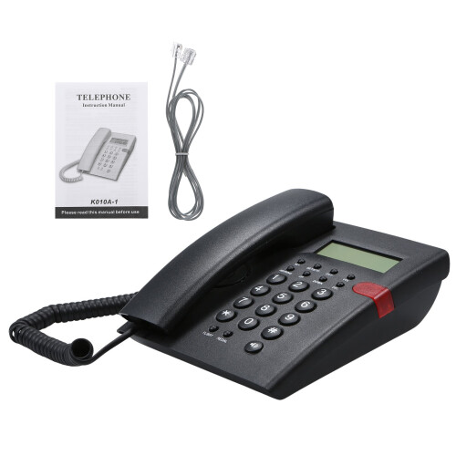 Desktop Battery-free Telephone with Caller ID Black(US)