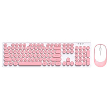 T-WOLF TF770 2.4G Wireless Keyboard Mouse Combo Punk Round Keycap Pink