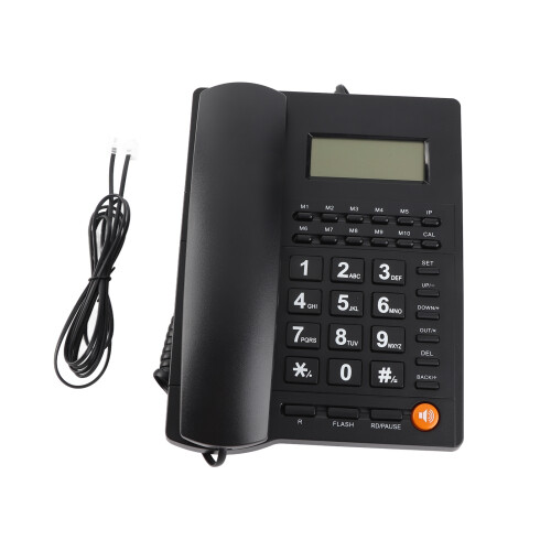 Desktop Corded Phone 5-Level Brightness Adjustable Redial Pause Flash