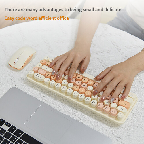 Mofii 2.4G Wireless Keyboard Mouse Combo 68 Keys Ergonomic Yellow 2