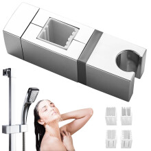 Shower Head Holder Replacement 360 Degree Rotating Adjustable Bracket Wall Mount Rail Slider For 18-25mm Pipes Silver