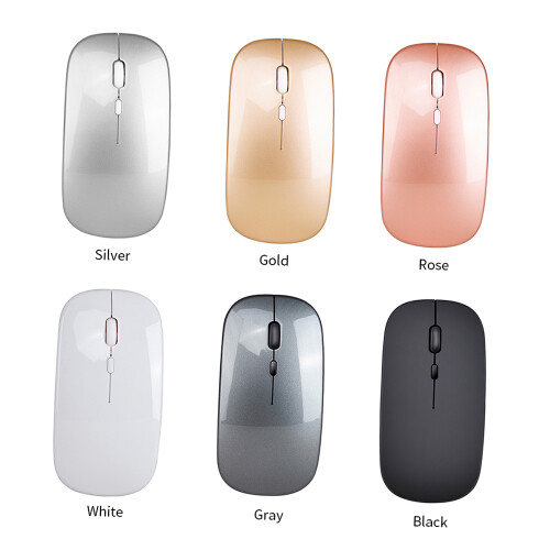 2.4G Wireless Silent Ultra-thin Rechargeable Mouse 10m/33ft (White) 1