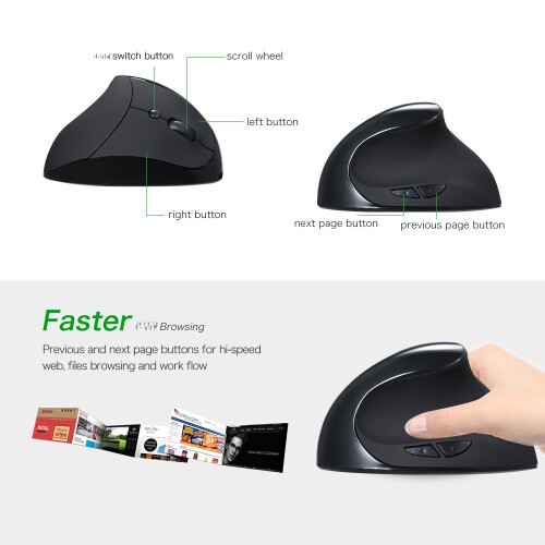 Optical Vertical Ergonomic Wired USB Mouse 5 Button Purple 1