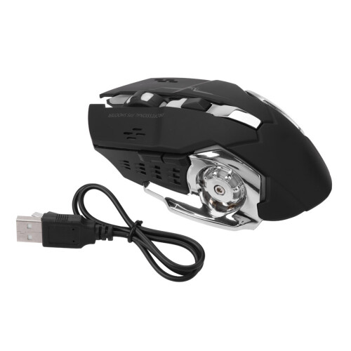 Portable Mute Rechargeable 2400DPI USB Wireless Gaming Mouse Black