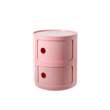 Nordic Modern Bedside Cabinet With Drawers And Sliding Door Round Nightstand 2/3/4 Tier Plastic Pink 32x40cm