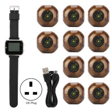 CTW06+CTT06 Wireless Wristwatch Receiver 10 Wood Color Pager