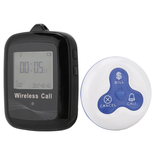 Restaurant Paging System Black Mobile Receiver 10 White Blue Silicone 1