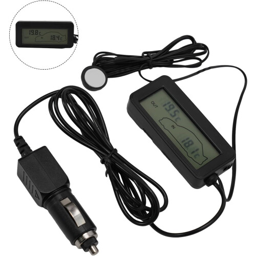 Car Thermometer LCD Digital Display 2V Powered Red For Car 2