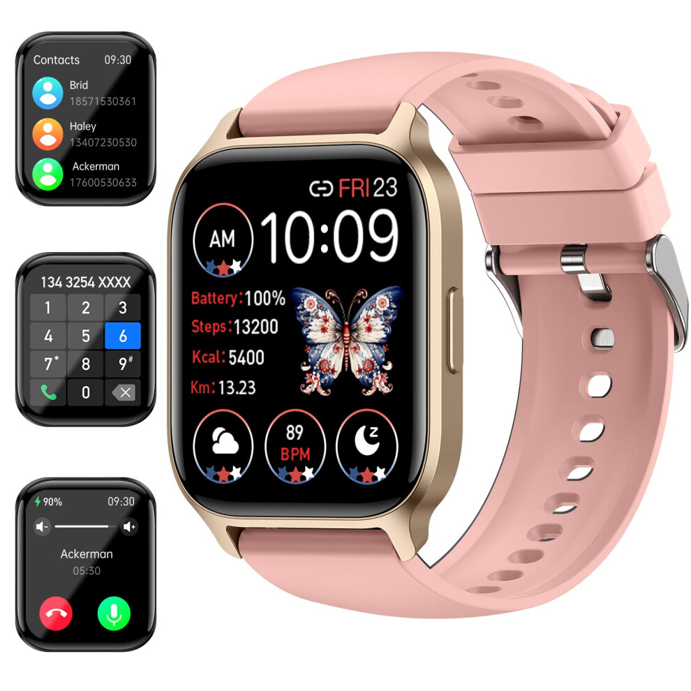 Smart Watches For Men And Women 1.85-Inch Fitness Tracker Heart Rate Spo2 Sms Sync Answer/Call For Android/Ios Rose Gold 9084446314922