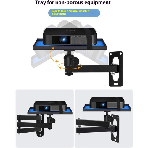 1/4inch Projector Bracket 360 Degree Panoramic Rotation Metal Construction Adjustable Length 20CM Ceiling Or Wall Mount 1