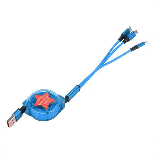 3 in 1 Retractable Charging Cable for iOS Type C USB Red 2