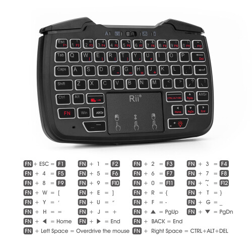 Rii RK707 Wireless Game Controller Keyboard Mouse Combo White Backlit