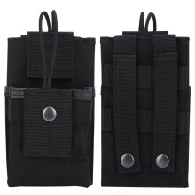 Tragbare Nylon Walkie-Talkie Tasche Gürteltasche Radiohalter für Outdoor-Sport – 9,5x16,5 cm, Schwarz