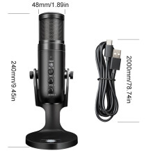 USB Microphone with RGB Light Rotatable for Meeting Chat
