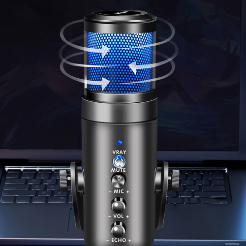 USB Microphone with RGB Light Rotatable for Meeting Chat 2