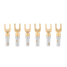6 Pcs Gold Plated 4mm Banana U Fork Y Spade Plug