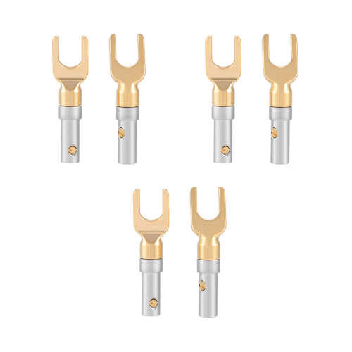 6 Pcs Gold Plated 4mm Banana U Fork Y Spade Plug 1