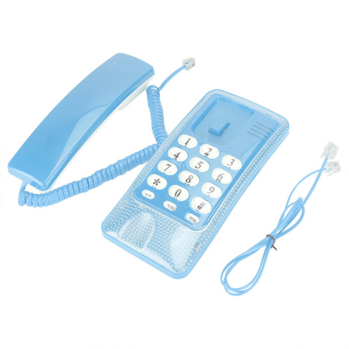 Wall Mount Landline Phone No Caller ID (Blue)