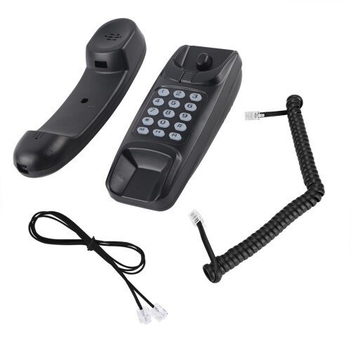 Wall Mount Landline Phone No Caller ID Black